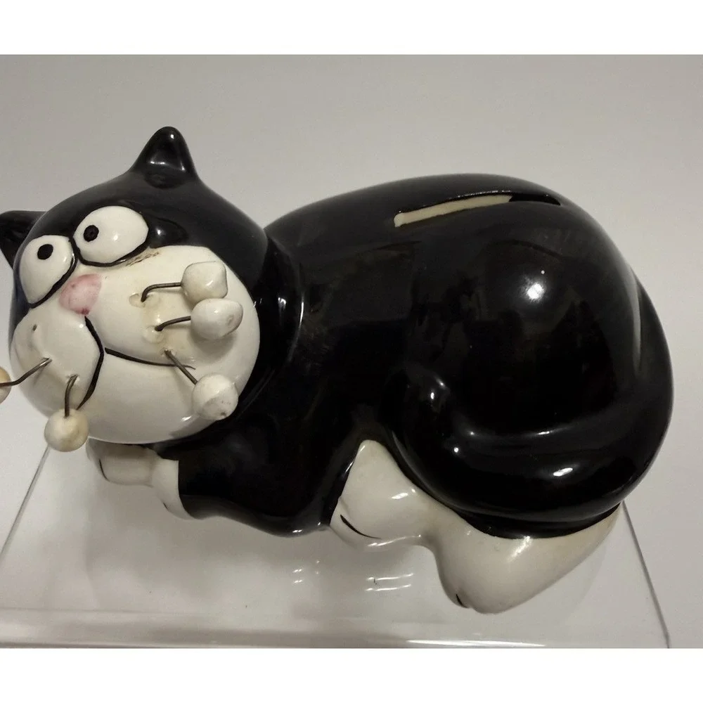 Whimsical Black Cat Coin Bank K's Collection Ceramic Kitty Savings Bank 6
